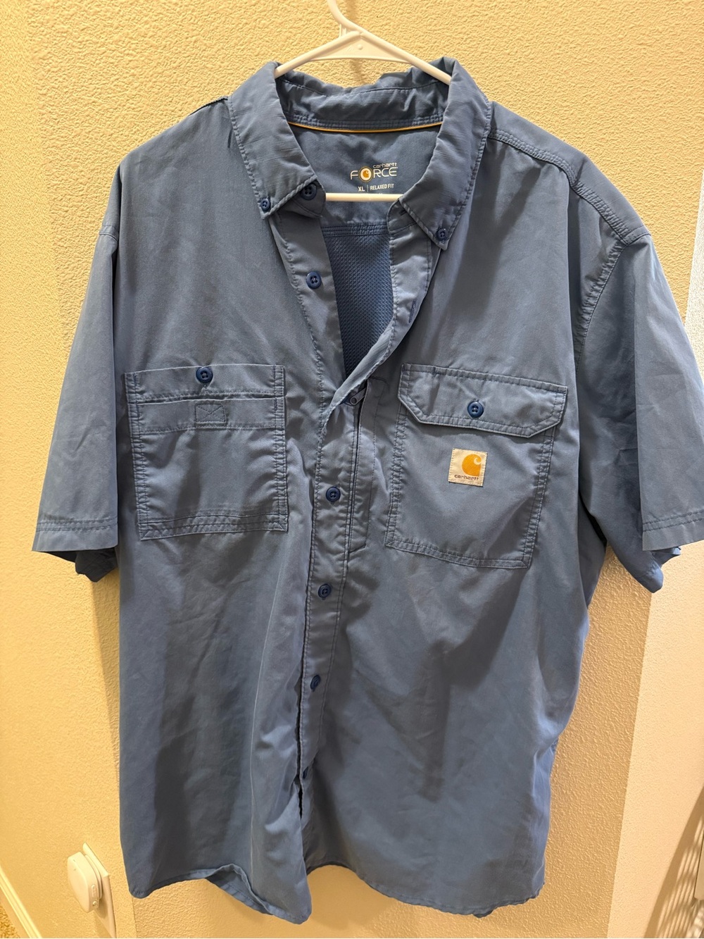Carhartt Men's Short-Sleeve Button-Down Work Shirt in Slate Blue